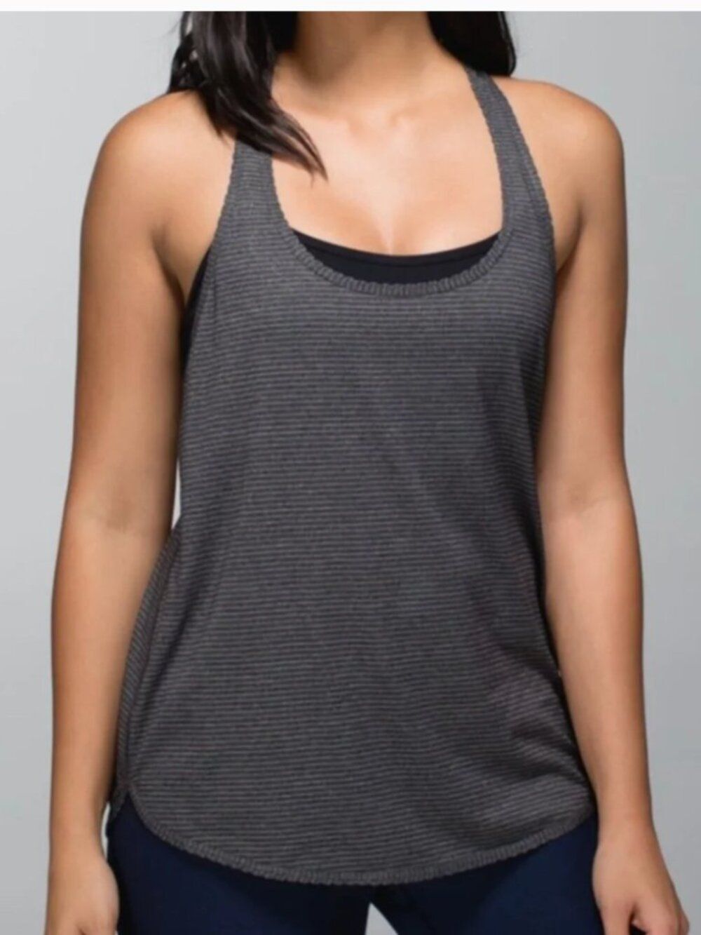 LULULEMON 105 Grey Striped Tank W6